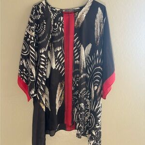 Cocoon House Black and Red Patterned Tunic